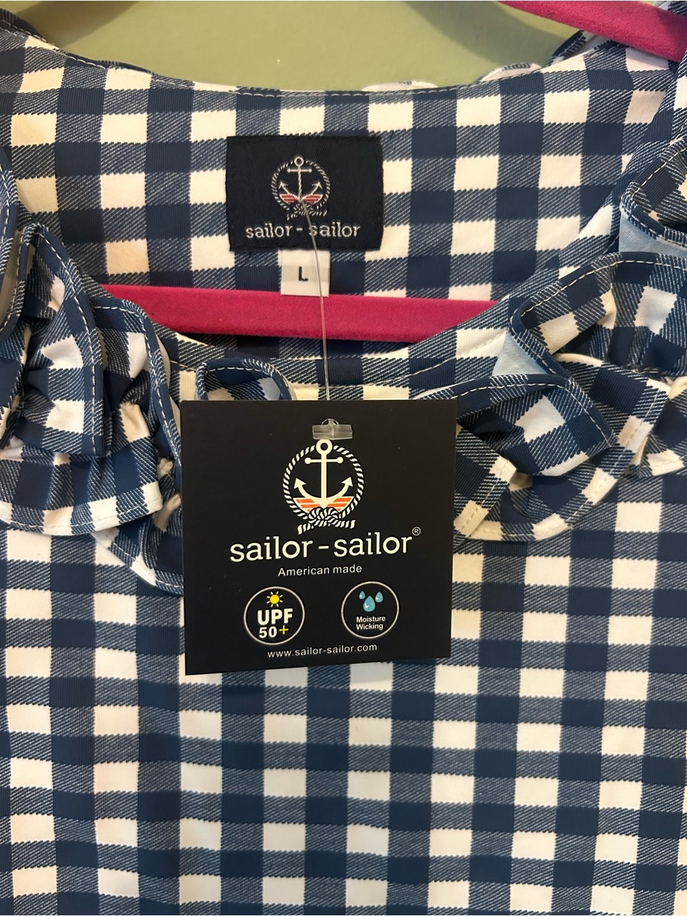 Sailor Sailor Navy and White Gingham Ruffle-Trim Tank Top - Picture 2 of 4